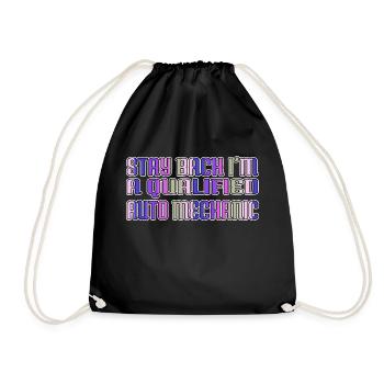 Baseball hoodie car birthday funny diesel mechanic - Drawstring Bag - black - Front