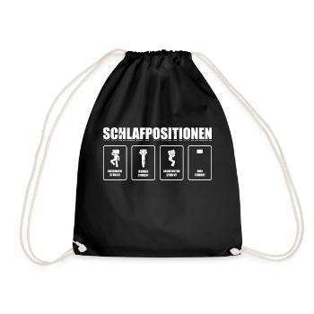 Schlafpositionen Jurastudium Geschenk Student - Turnbeutel - Schwarz - Vorne