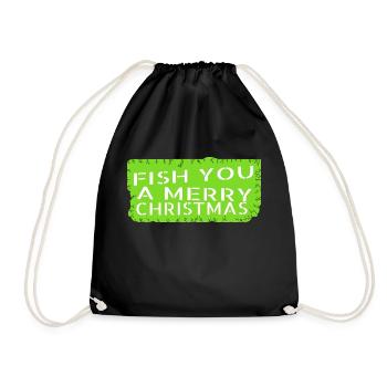 gift fish fishing boat love awesome funny - Drawstring Bag - black - Front