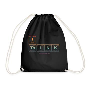 I THINK (periodically) - Funny saying - Drawstring Bag - black - Front