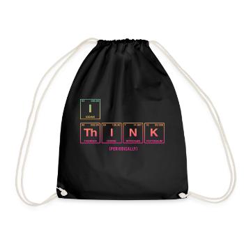 I THINK (periodically) - Funny saying - Drawstring Bag - black - Front