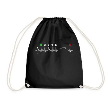 Ecg Heartbeat Graphic Motorcycle Biker Motorbike R - Turnbeutel - Schwarz - Vorne