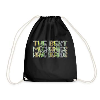 funny car mechanic baseballcoffeemug - Drawstring Bag - black - Front