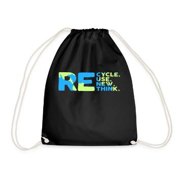 ReCycle ReUse ReNew ReThink - Drawstring Bag - black - Front