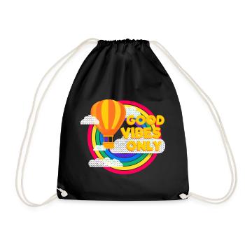 Ballon & Regenbogen (Good Vibes) - Turnbeutel - Schwarz - Vorne