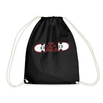 Keep Calm Skate On Skateboard Skater Skateboarding - Drawstring Bag - black - Front