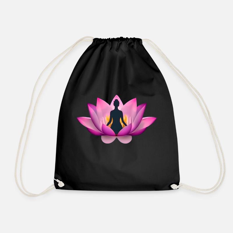 Lotus Meditation innere Ruhe - Turnbeutel - Schwarz