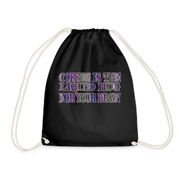 gift sayings coffeebean funny morning happy - Turnbeutel - Schwarz - Vorne