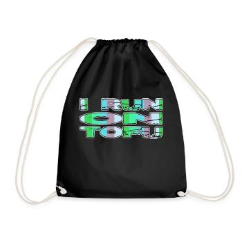 plant based go vegan gift joke funny sayings - Drawstring Bag - black - Front
