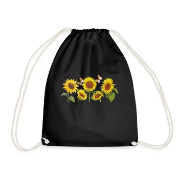 Sonnenblumen-Sunflowers - Turnbeutel - Schwarz - Vorne