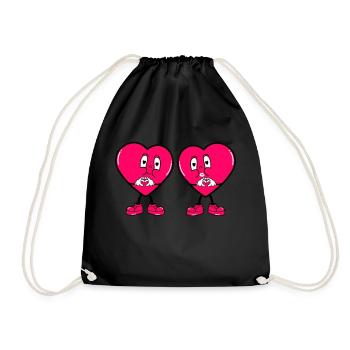 Comic Hearts Love - Drawstring Bag - black - Front