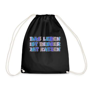 Geek Birthday Funny Cat Cool Fawn Cat Bday - Drawstring Bag - black - Front