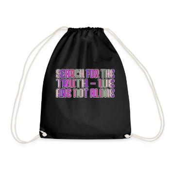 alien spaceship birthday present idea happy - Drawstring Bag - black - Front