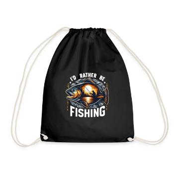 I'D Rather Be Fishing - Drawstring Bag - black - Front