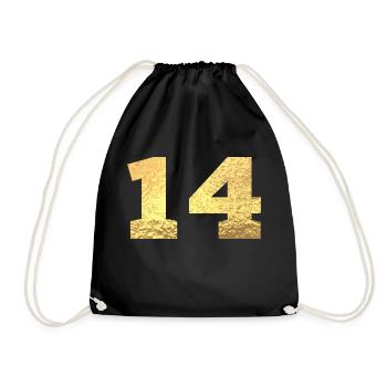Numéro 14 paillettes doré - 14e anniversaire - Sac de sport léger - noir - Devant