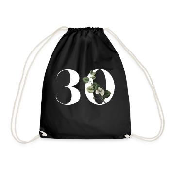 Numéro 30 floral vert - 30e anniversaire floral - Sac de sport léger - noir - Devant