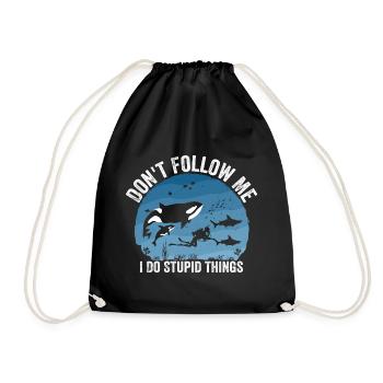 Don't Follow Me I Do Stupid Things - Scuba Diving - Drawstring Bag - black - Front