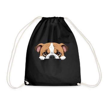 Bouledogue anglais Coup d’œil mignon Adorable Drôle Animal - Sac de sport léger - noir - Devant