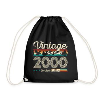 24. Geburtstag Vintage Jahrgang 2000 - Turnbeutel - Schwarz - Vorne