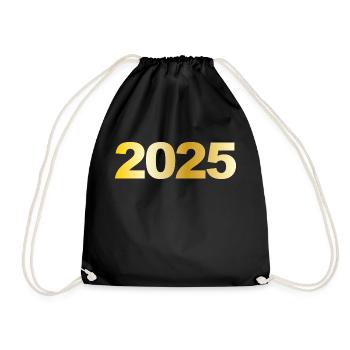 2025 Jahrgang Geschenk - Turnbeutel - Schwarz - Vorne