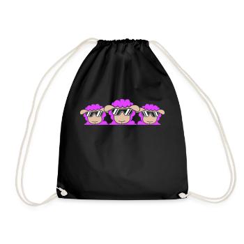 3 DJ Schafe Hinter Zaun Mauer Sonnenbrille Freunde - Turnbeutel - Schwarz - Vorne