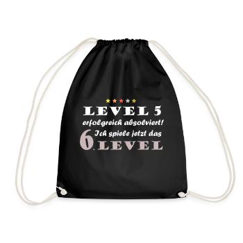 6. Geburtstag Level 6 - Turnbeutel - Schwarz - Vorne