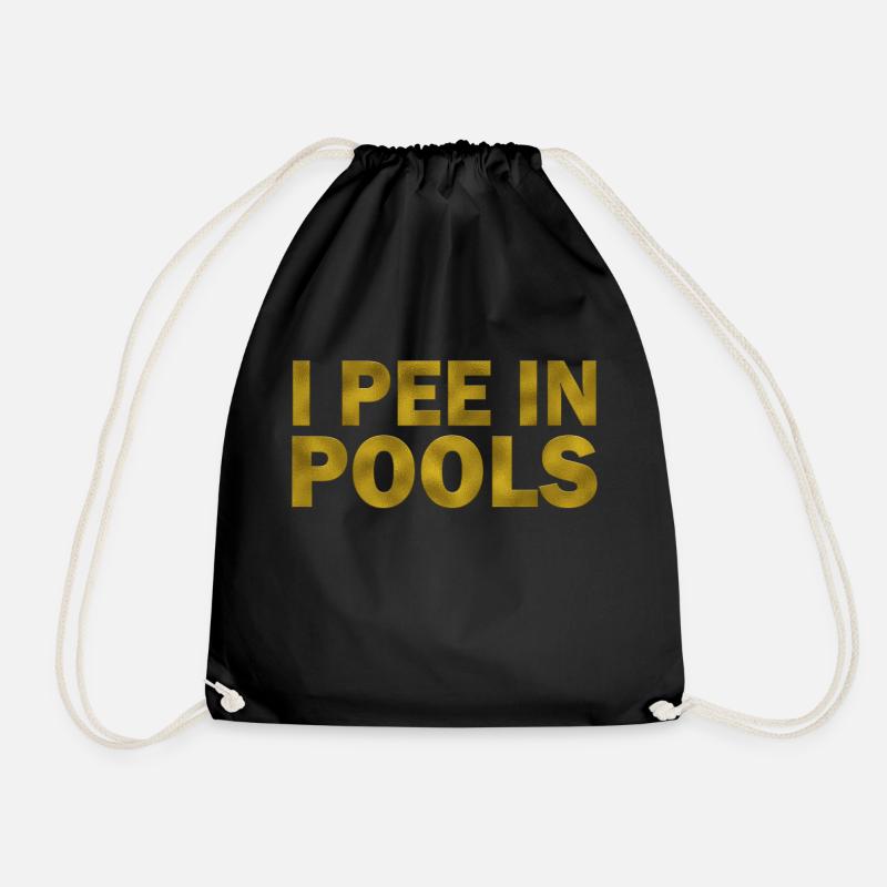 I Pee In Pools - Drawstring Bag - black