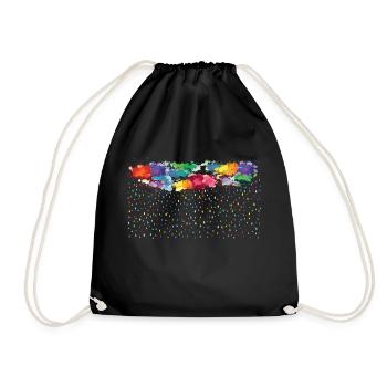 rainbow rainy day (wide) - Drawstring Bag - black - Front