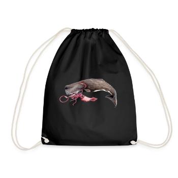 Mit Tintenfisch Pottwal - Pottwal - Cachalot - Turnbeutel - Schwarz - Vorne