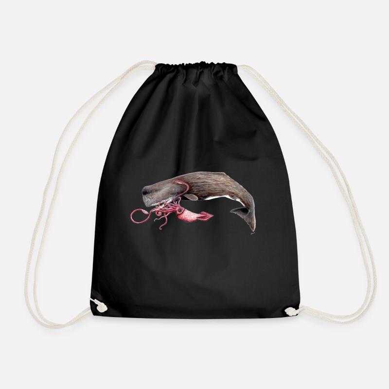 Mit Tintenfisch Pottwal - Pottwal - Cachalot - Turnbeutel - Schwarz