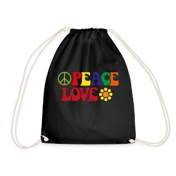 Paix et Amour Amour Flower Power Gift Sign - Sac de sport léger - noir - Devant