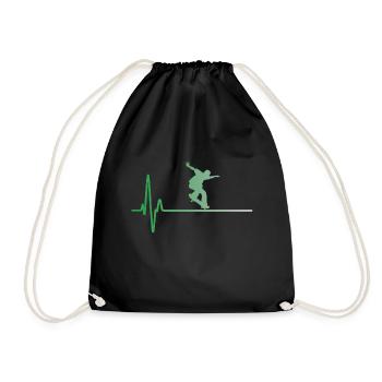 Cadeau ECG de planche à roulettes de patineur de battement de coeur - Sac de sport léger - noir - Devant