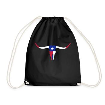 texas longhorn skull / Rinderschädel (3c) - Turnbeutel - Schwarz - Vorne