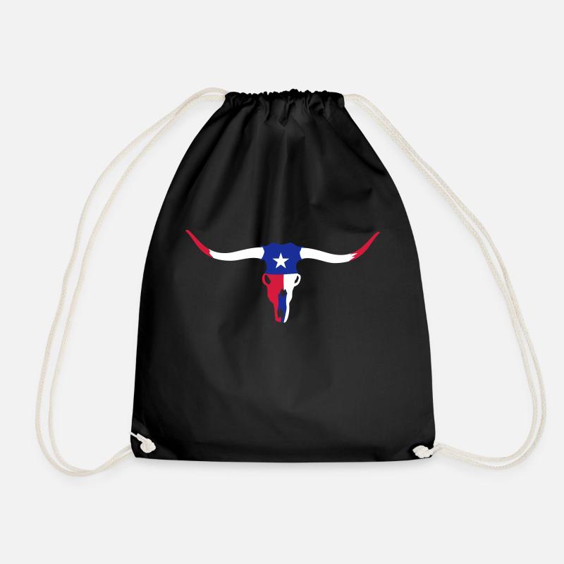 texas longhorn skull / Rinderschädel (3c) - Turnbeutel - Schwarz