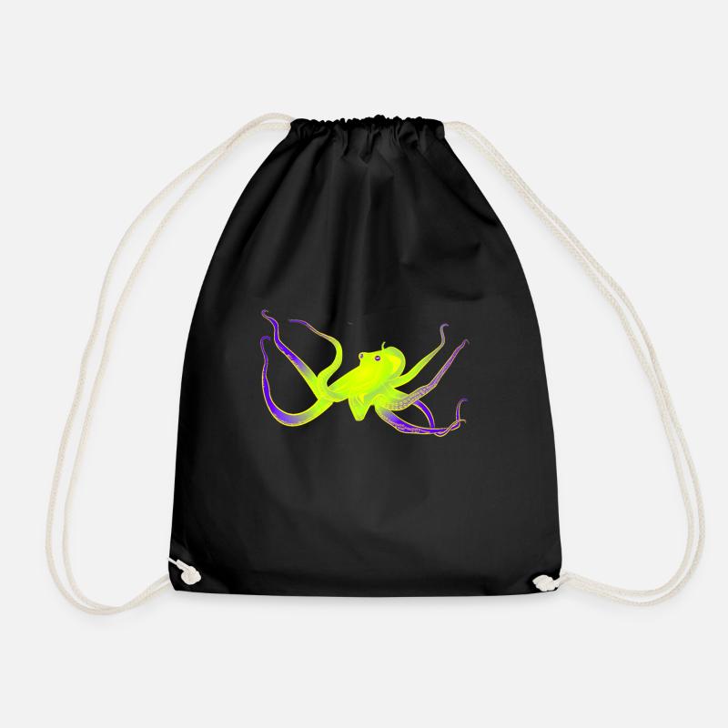 Octopus neon - Drawstring Bag - black