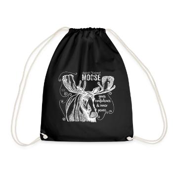 Spirit animal - power animal - moose - moss - white - Drawstring Bag - black - Front
