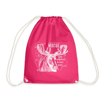 Spirit animal - Krafttier - Elch - Moose - weiss - Turnbeutel - Fuchsia - Vorne