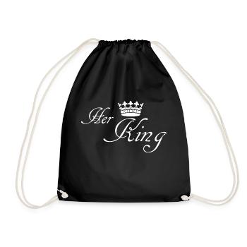 Son roi, König, Krone, chemise partenaire - Sac de sport léger - noir - Devant
