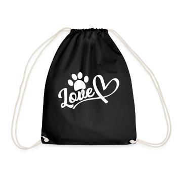 Love dogs saying gift - Drawstring Bag - black - Front