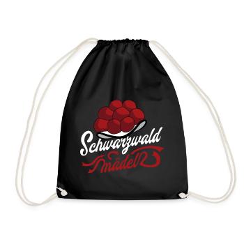Schwarzwaldmädel Bollenhut Motiv - Turnbeutel - Schwarz - Vorne