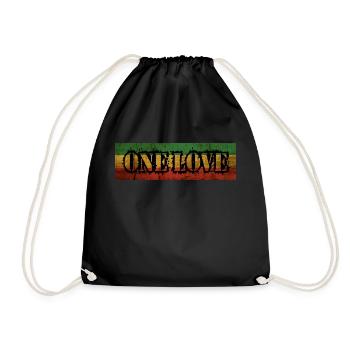 Rasta, Eine Liebe, Distressed, Reggae, Jamaika - Turnbeutel - Schwarz - Vorne