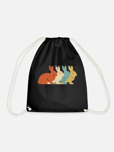 Hase Retro Kaninchen Vintage Hasen - Turnbeutel - Schwarz