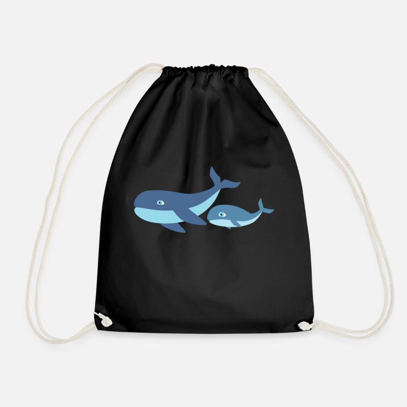 Mère baleine avec enfant baleine - Sac de sport léger - noir