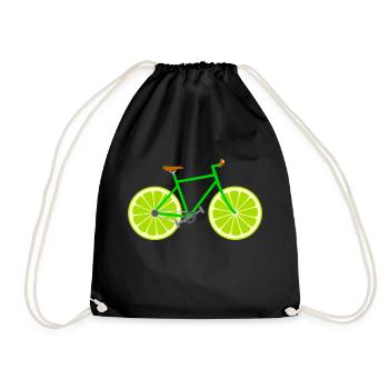 Bicycle fruit fruit lime - Drawstring Bag - black - Front