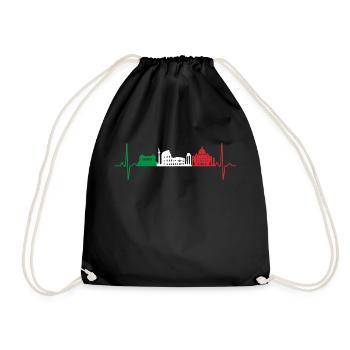 Rom Skyline Italien Italiener Herzschlag - Turnbeutel - Schwarz - Vorne