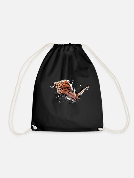 snail with dots - Drawstring Bag - black
