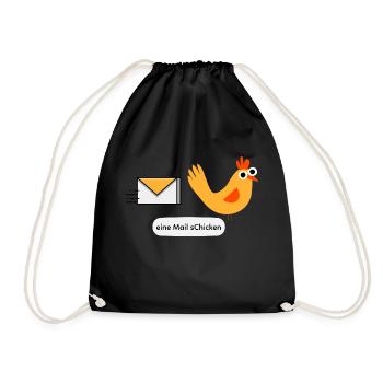 Mail Chicken Email Huhn Hahn Küken Henne Post - Turnbeutel - Schwarz - Vorne