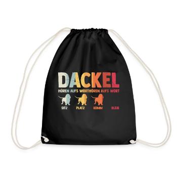 Dackel hören aufs Wort Lutsiges Dachshund & Dackel - Turnbeutel - Schwarz - Vorne