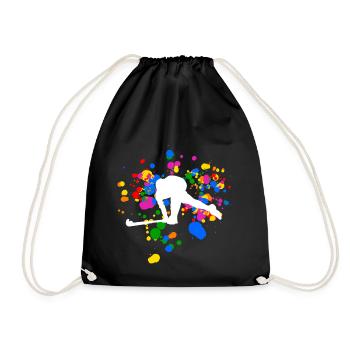 Colorful Field Hockey Design Shirt - Drawstring Bag - black - Front