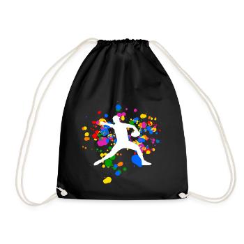 Buntes Baseball Design mit Regenbogenfarben - Turnbeutel - Schwarz - Vorne